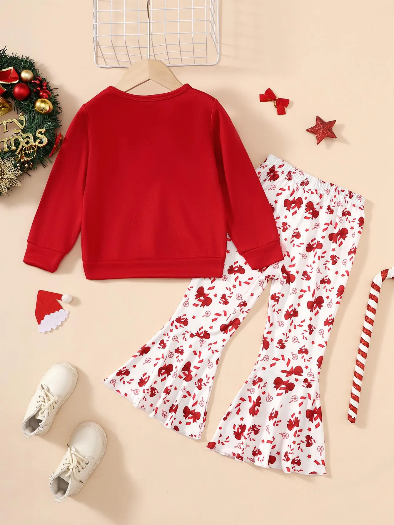 4-7Y Kid Toddler Girls Fall Winter Outfits Pants Sets Solid Color Sweatershirt Tops Trousers 2Pcs Casual Clothing Size:4-7T Red Catpapa 462309152