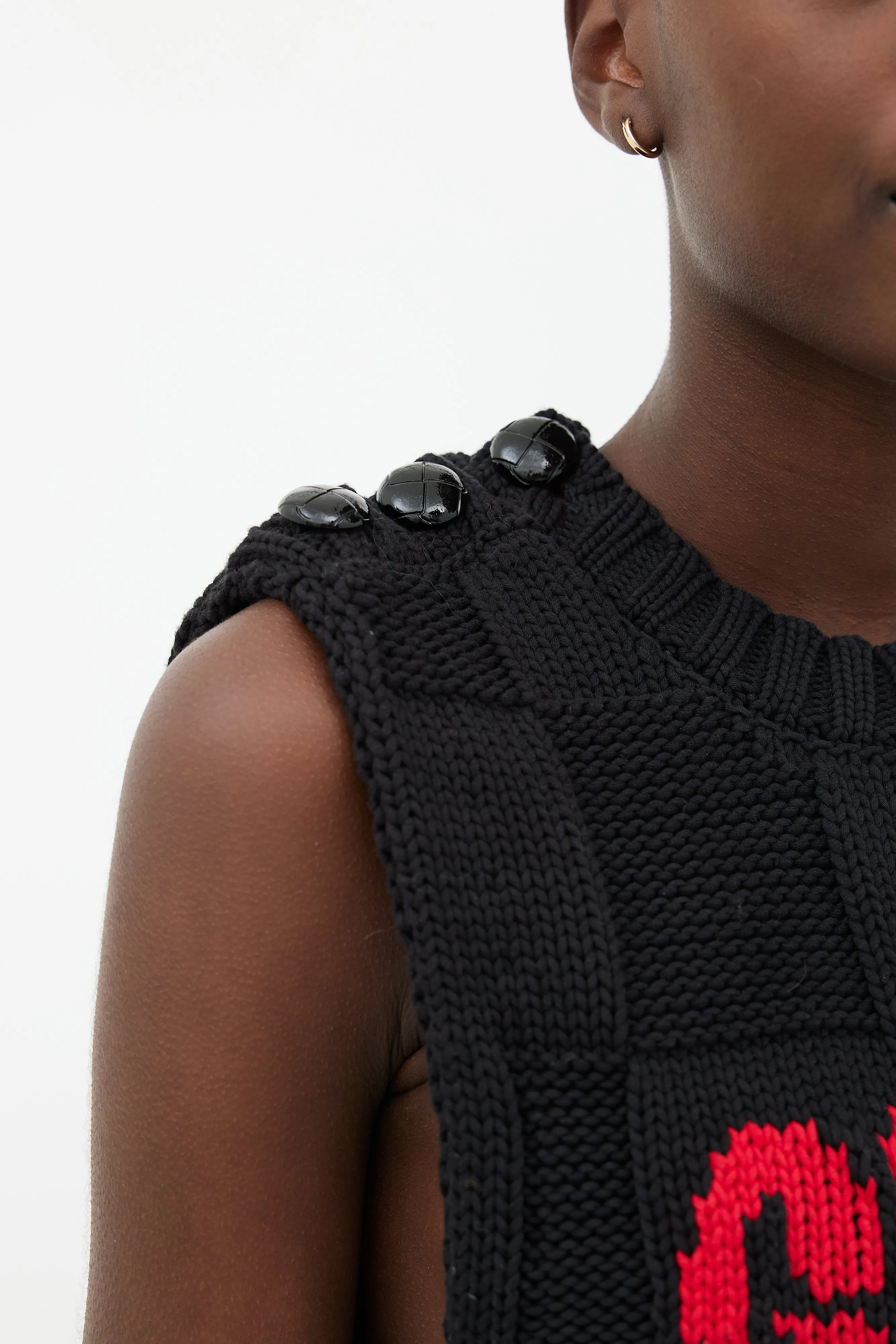 Black Check & Red Logo Sweater Vest
