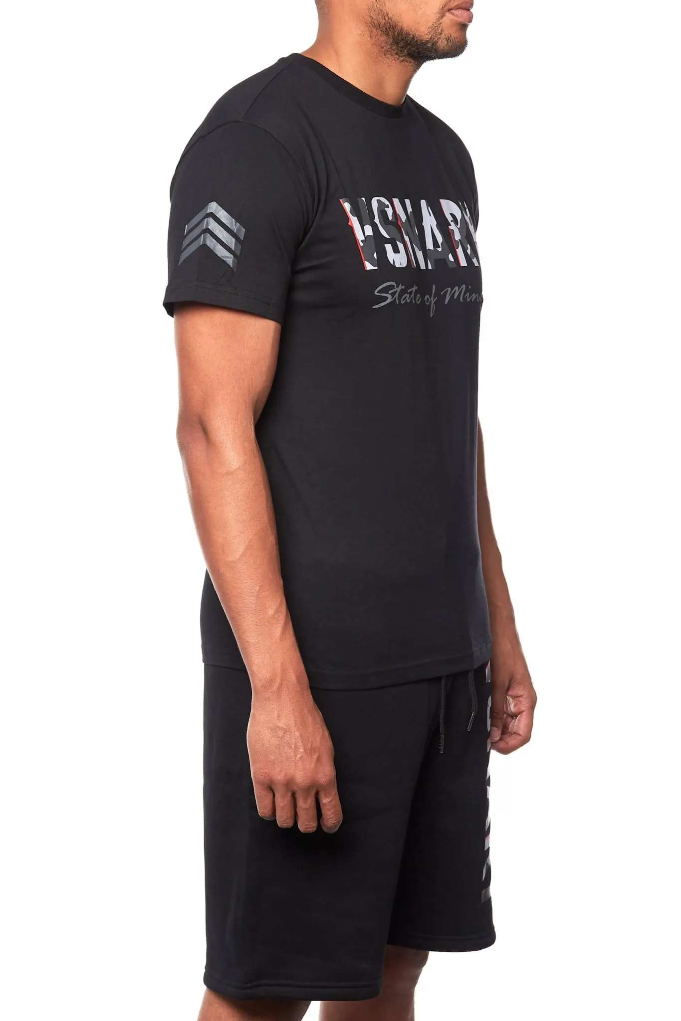 Camo Vision Panel Shorts Set - Black