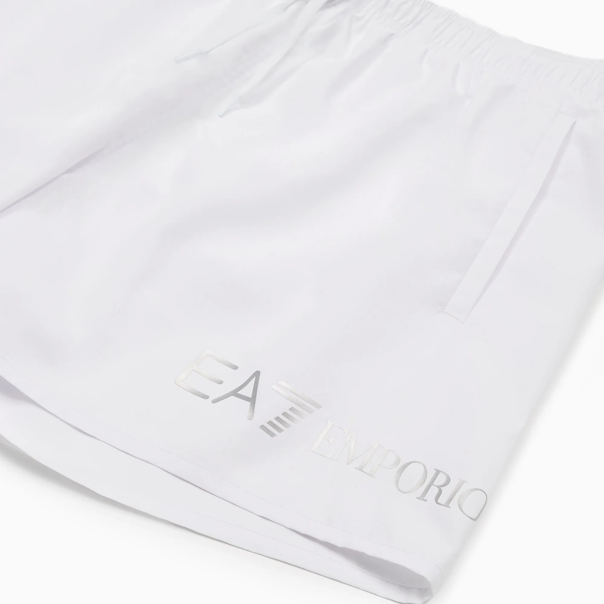 EA7 Emporio Armani Logo Swim Shorts White/Silver