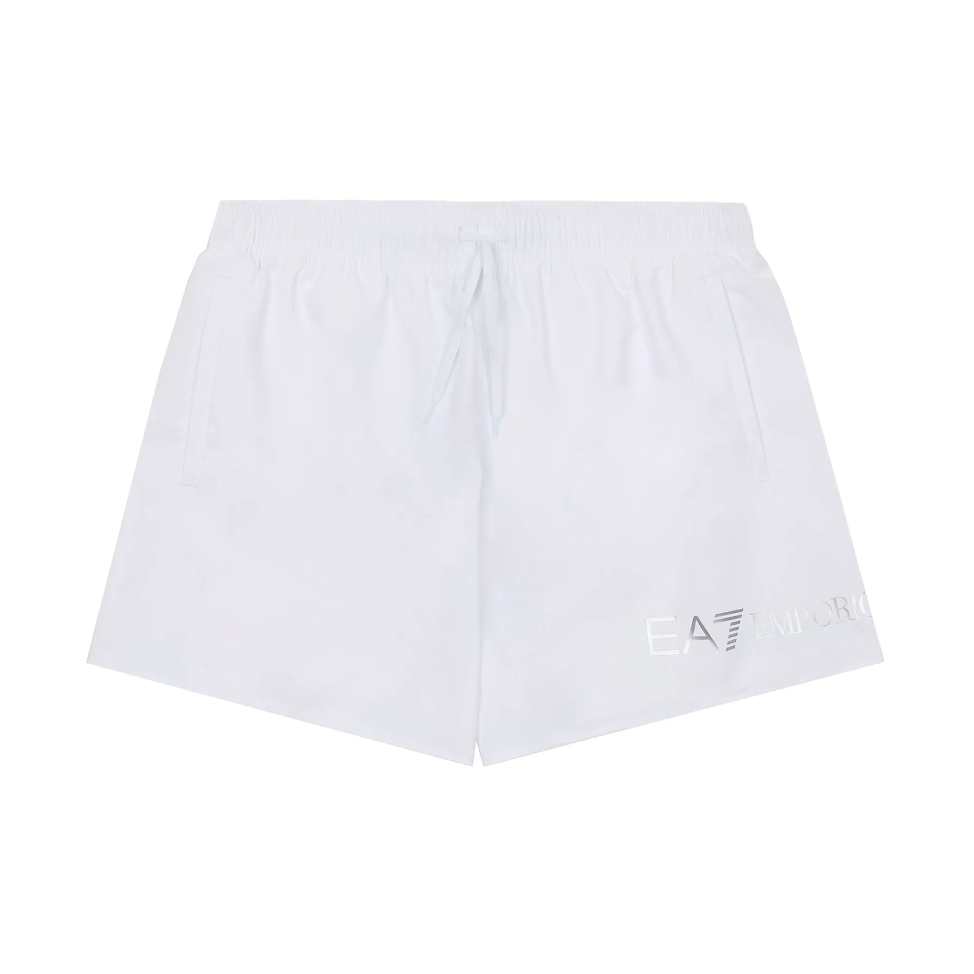 EA7 Emporio Armani Logo Swim Shorts White/Silver