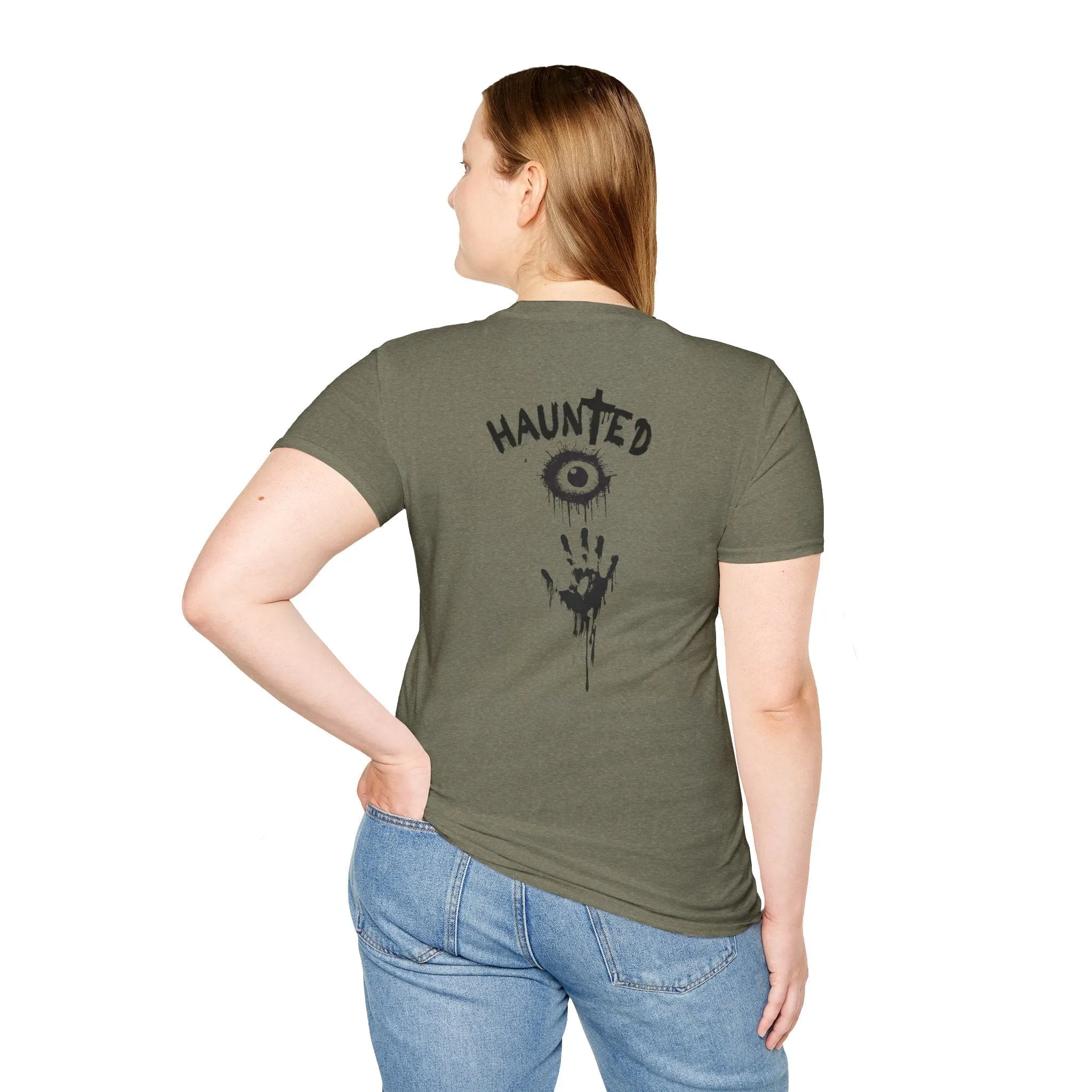 Haunted Ghost Graphic Tee – Unisex Softstyle Horror T Shirt