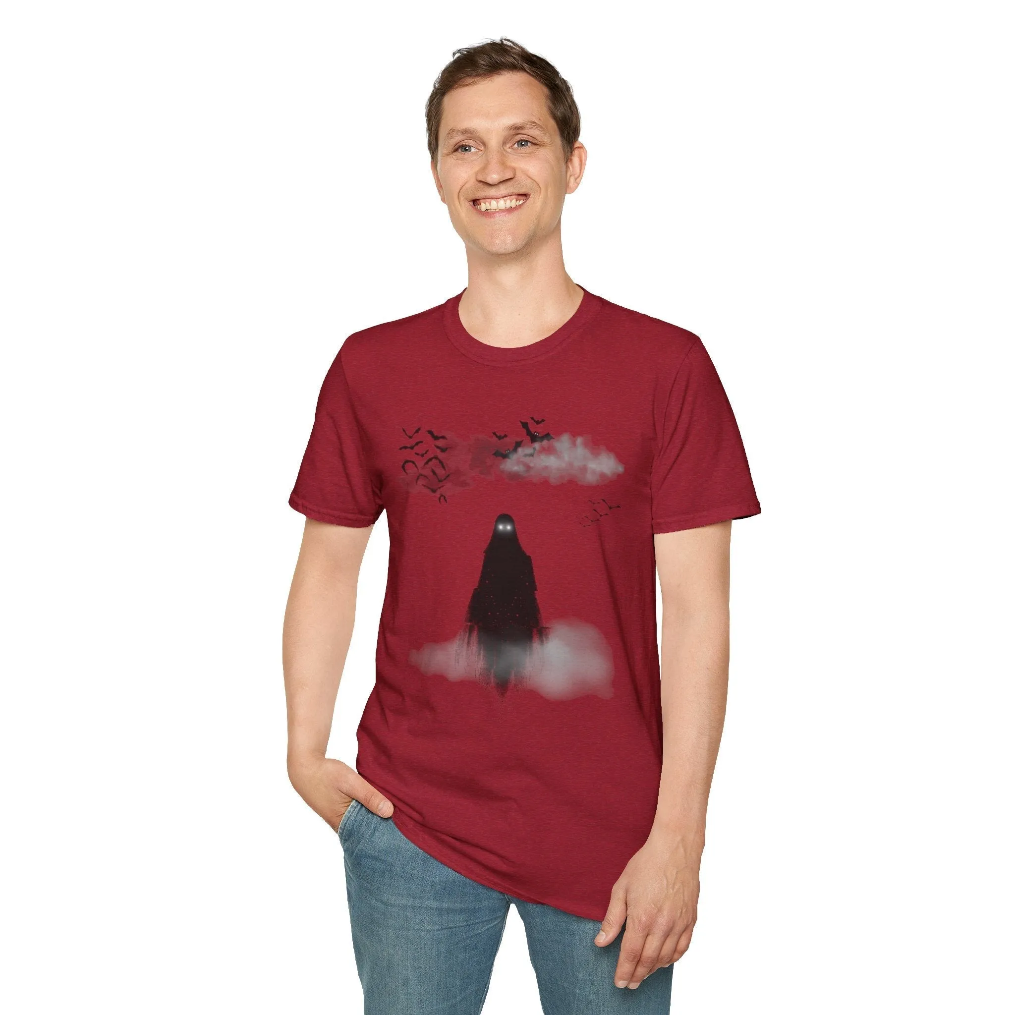 Haunted Ghost Graphic Tee – Unisex Softstyle Horror T Shirt