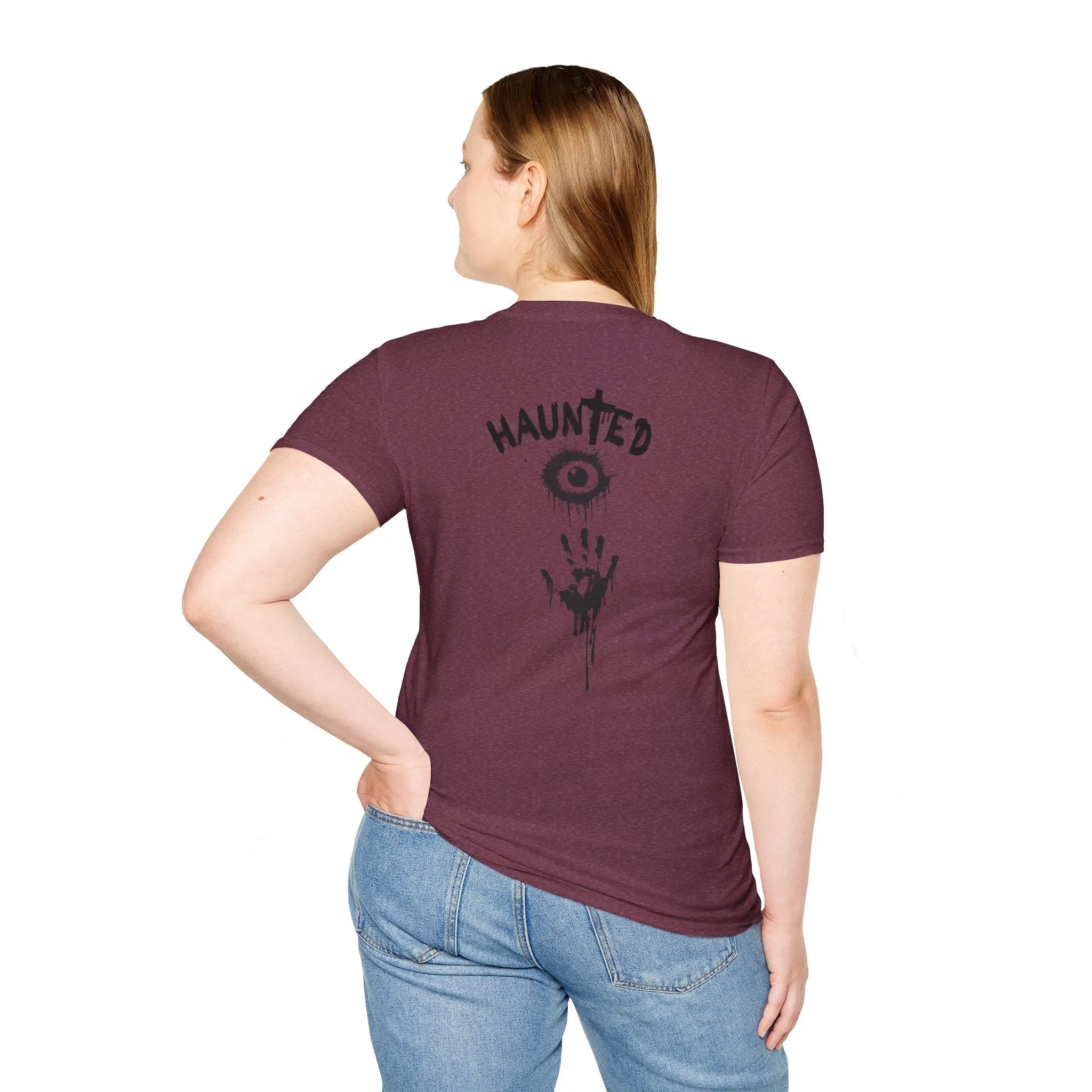 Haunted Ghost Graphic Tee – Unisex Softstyle Horror T Shirt