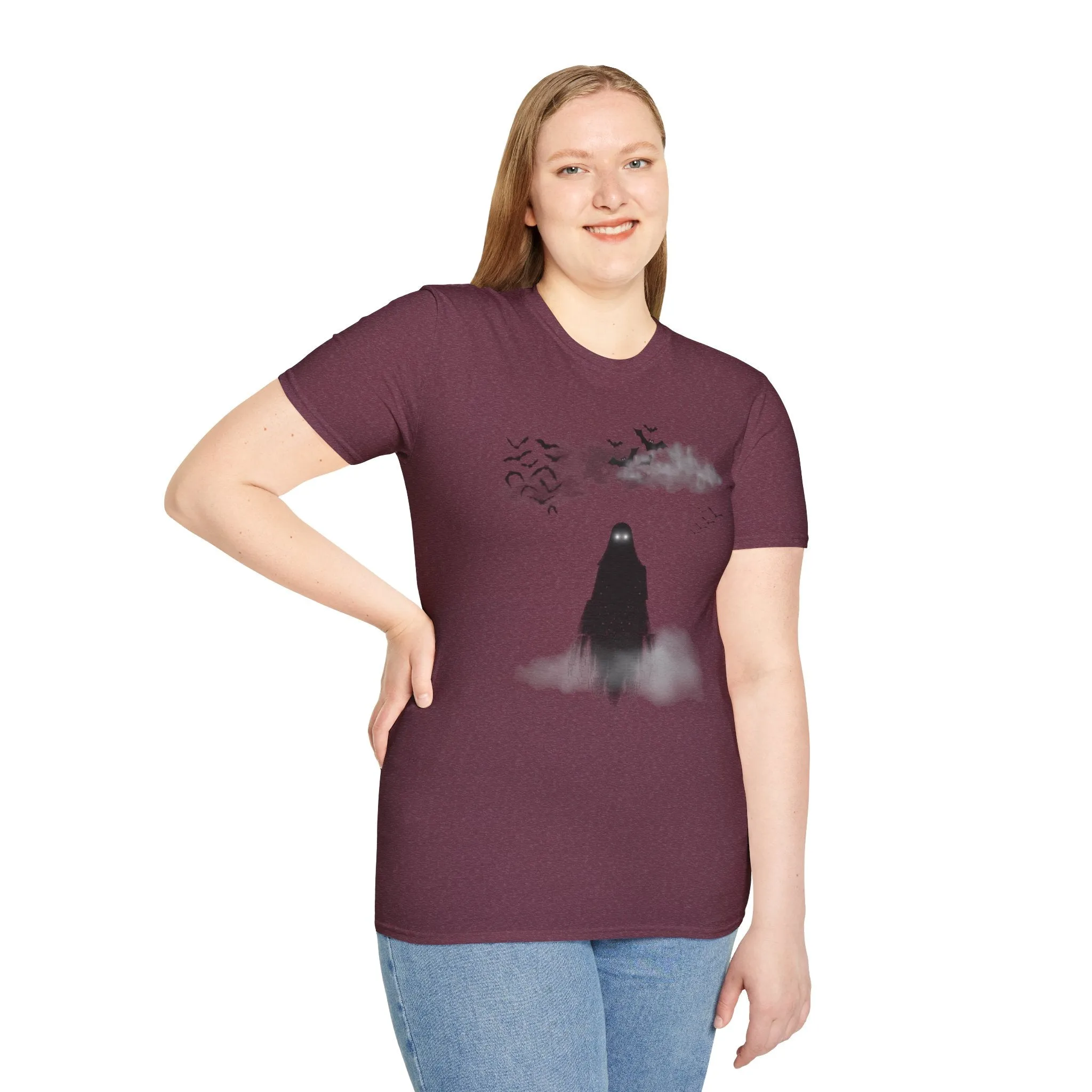 Haunted Ghost Graphic Tee – Unisex Softstyle Horror T Shirt