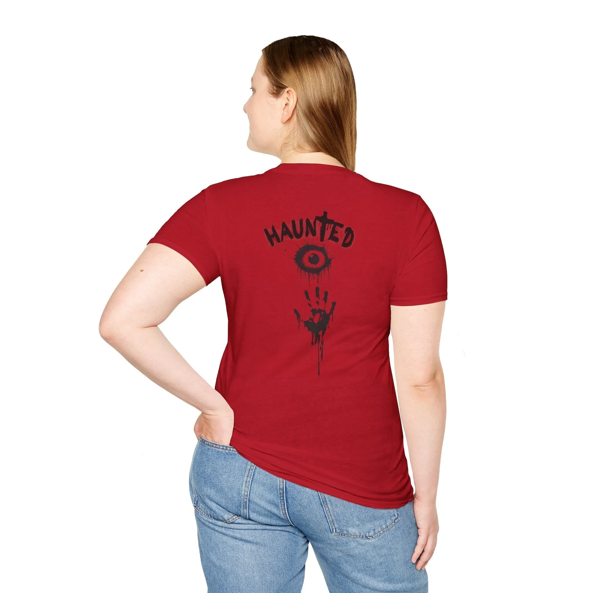Haunted Ghost Graphic Tee – Unisex Softstyle Horror T Shirt
