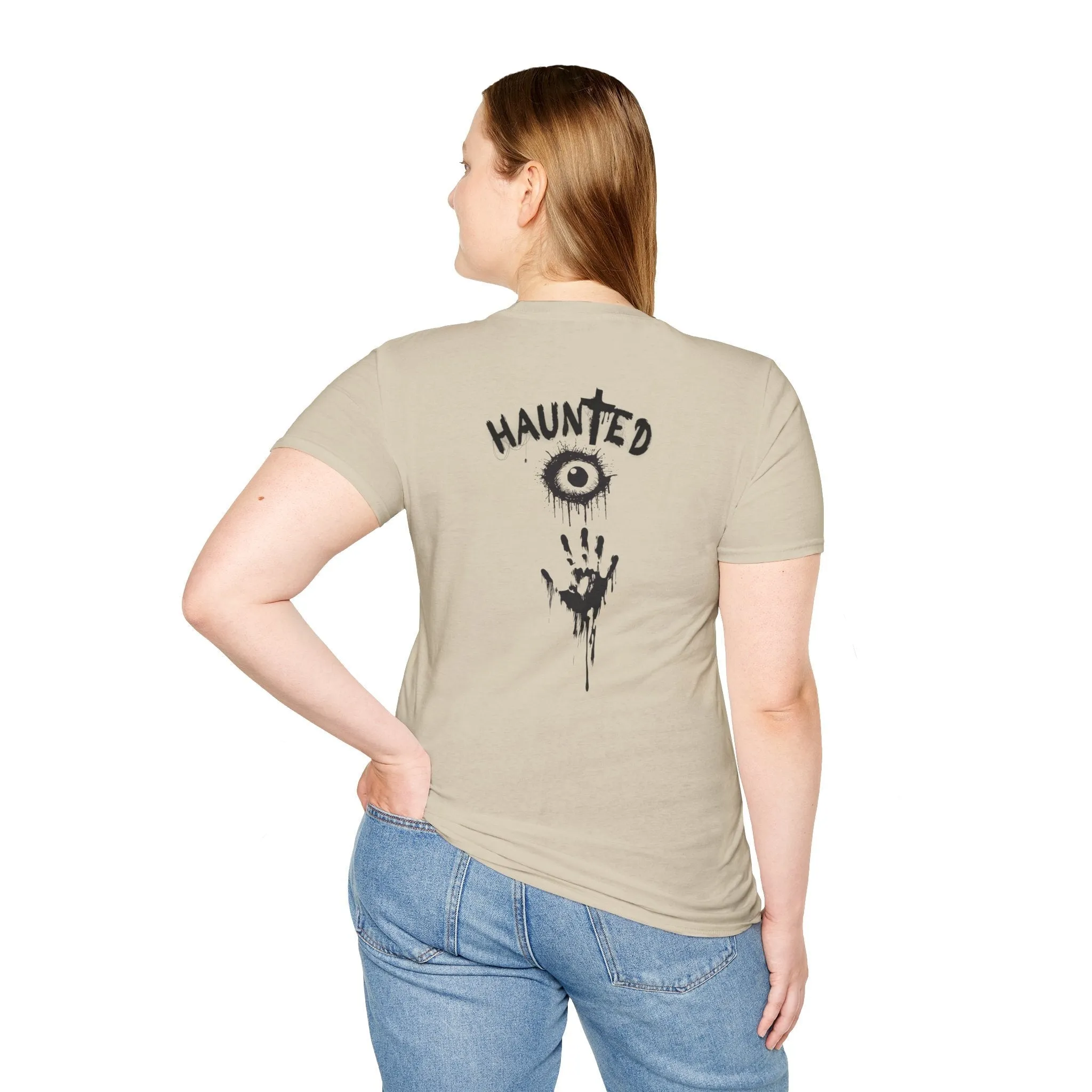 Haunted Ghost Graphic Tee – Unisex Softstyle Horror T Shirt