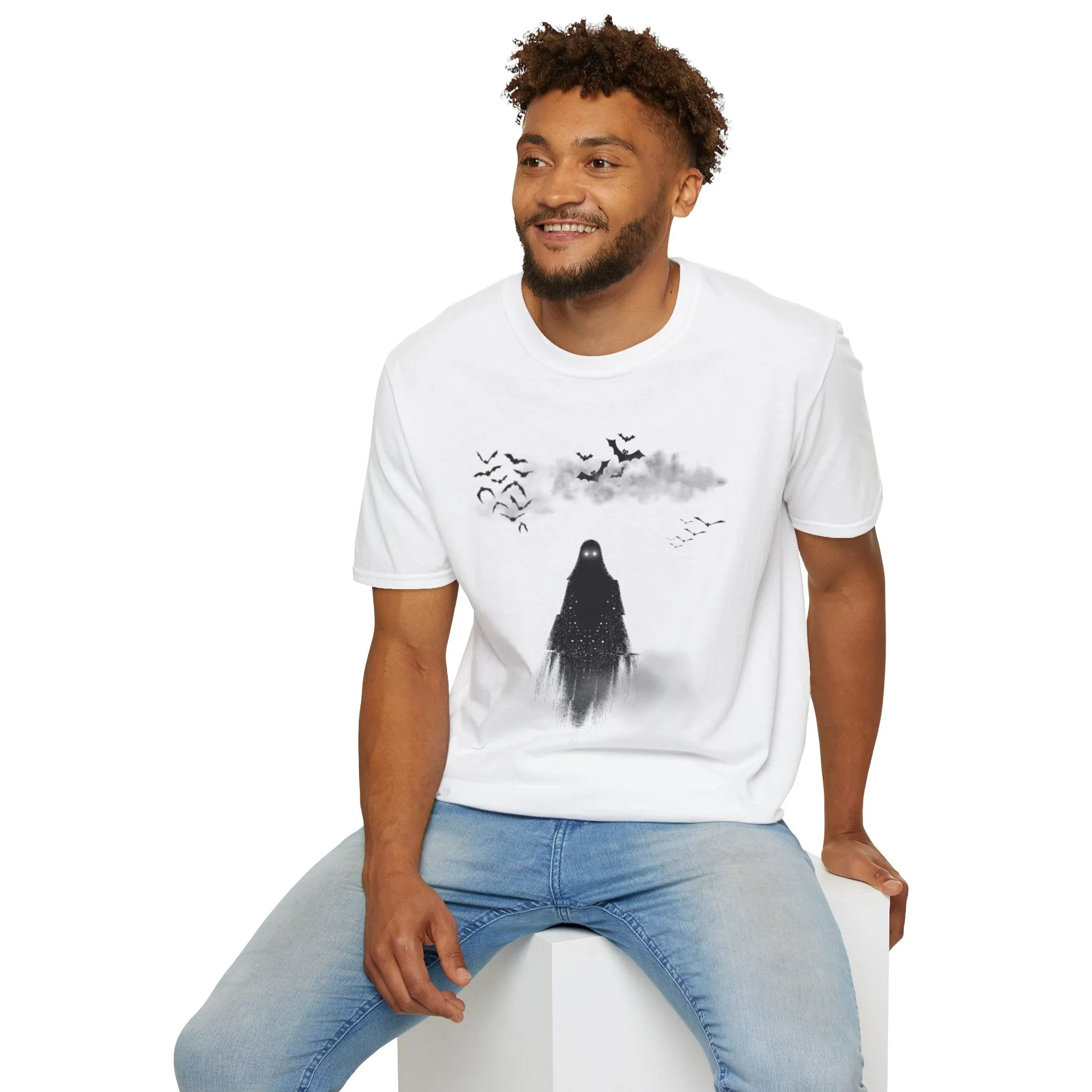 Haunted Ghost Graphic Tee – Unisex Softstyle Horror T Shirt