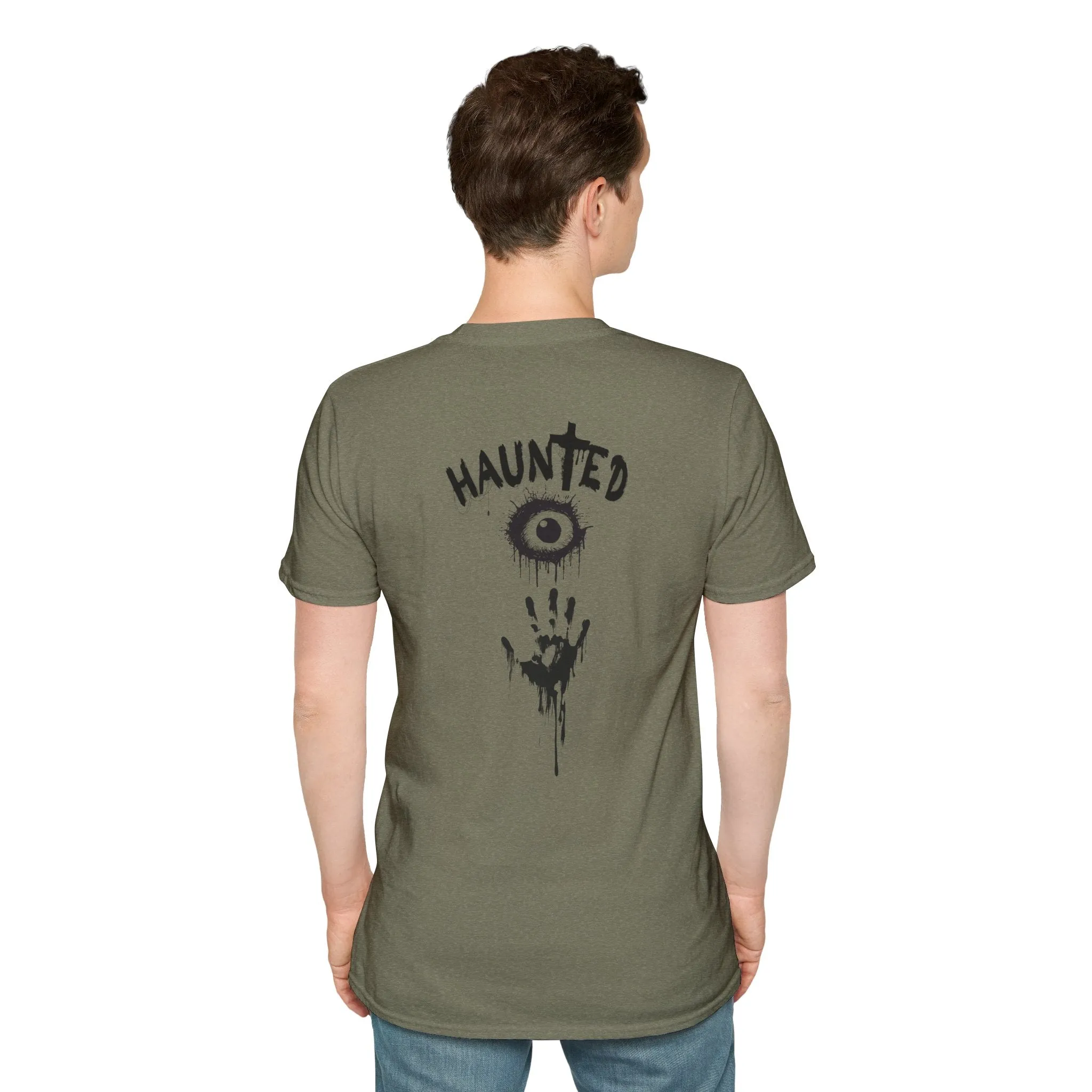 Haunted Ghost Graphic Tee – Unisex Softstyle Horror T Shirt