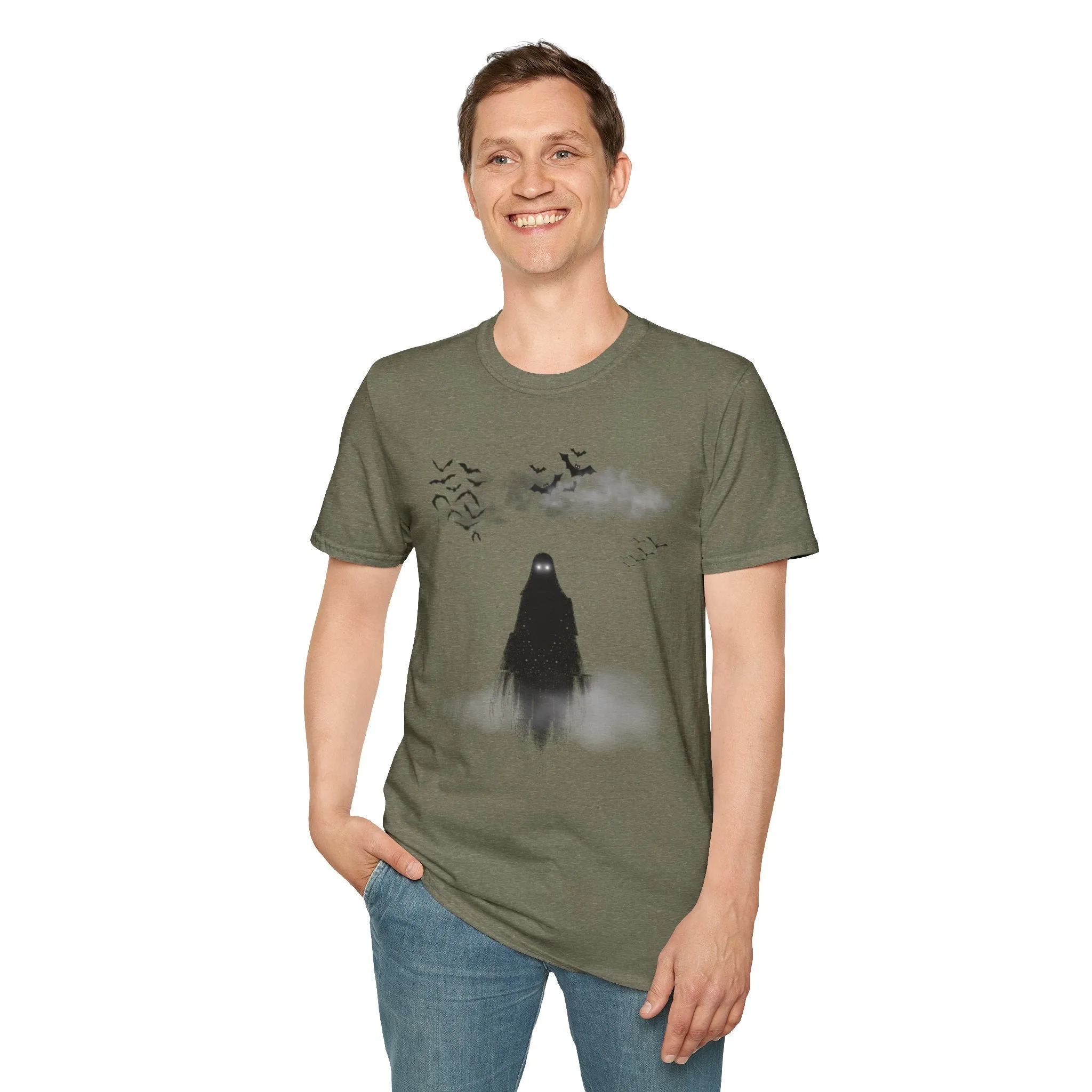 Haunted Ghost Graphic Tee – Unisex Softstyle Horror T Shirt