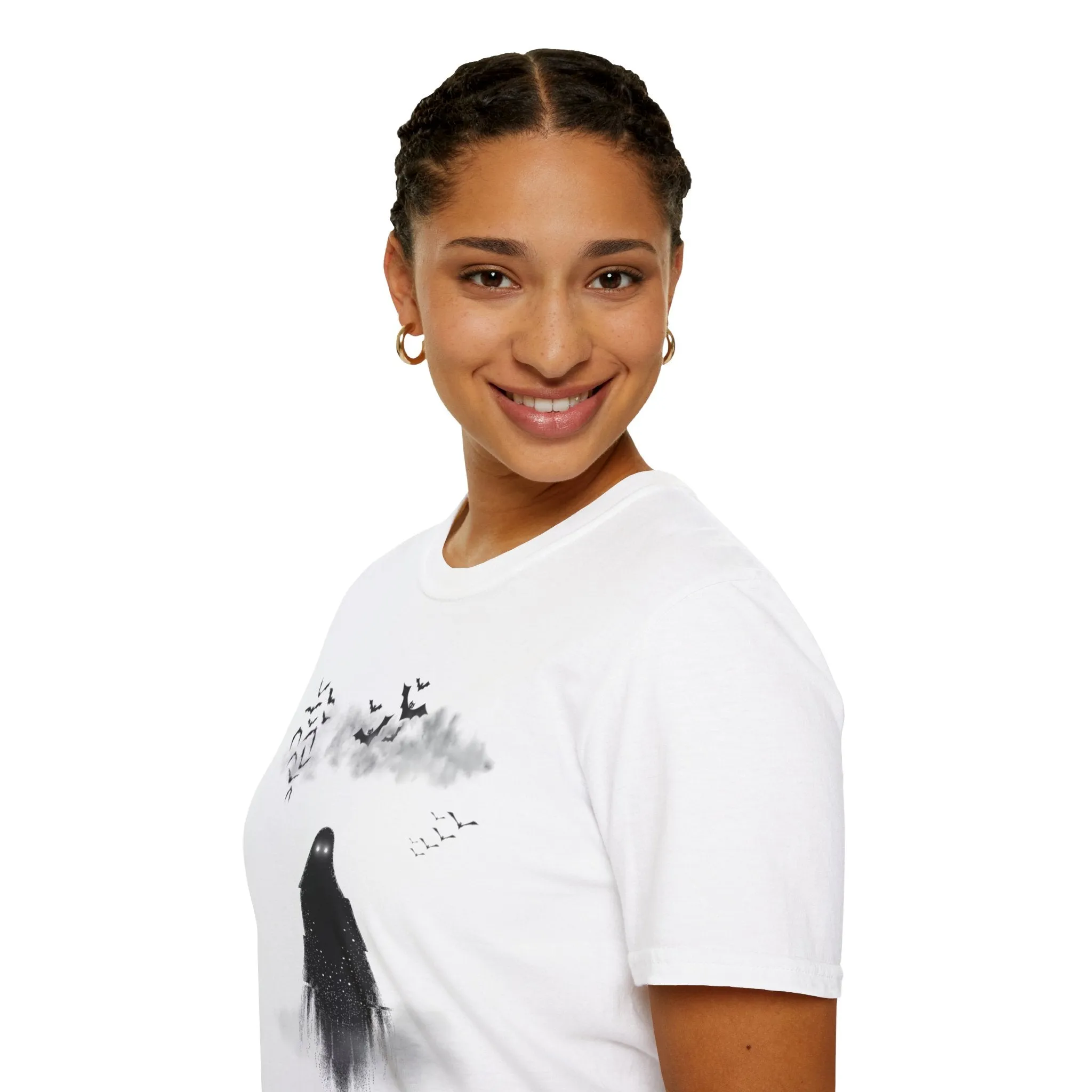 Haunted Ghost Graphic Tee – Unisex Softstyle Horror T Shirt