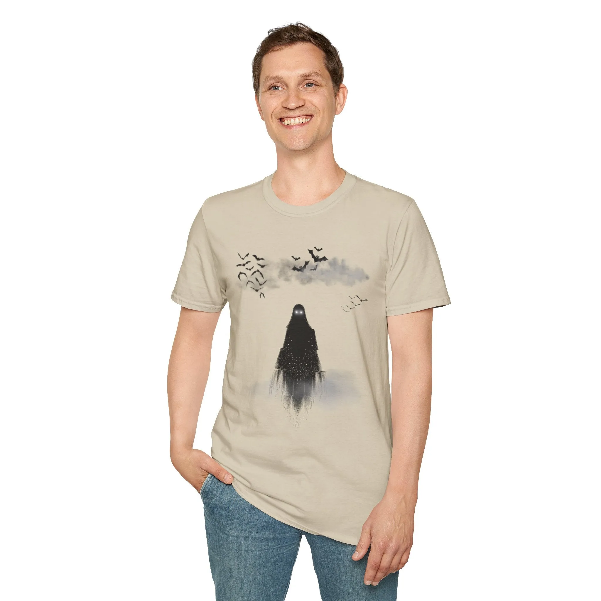 Haunted Ghost Graphic Tee – Unisex Softstyle Horror T Shirt