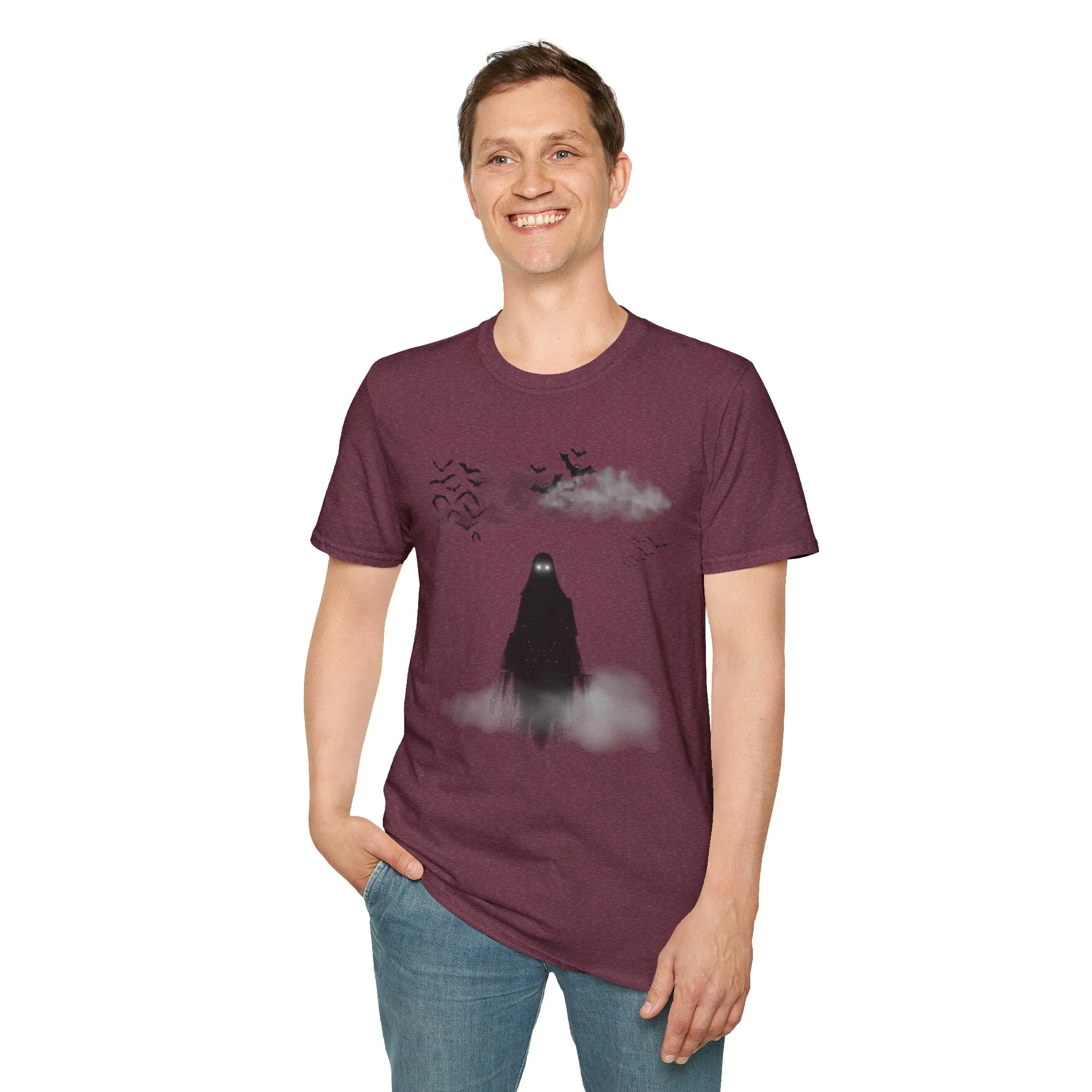 Haunted Ghost Graphic Tee – Unisex Softstyle Horror T Shirt