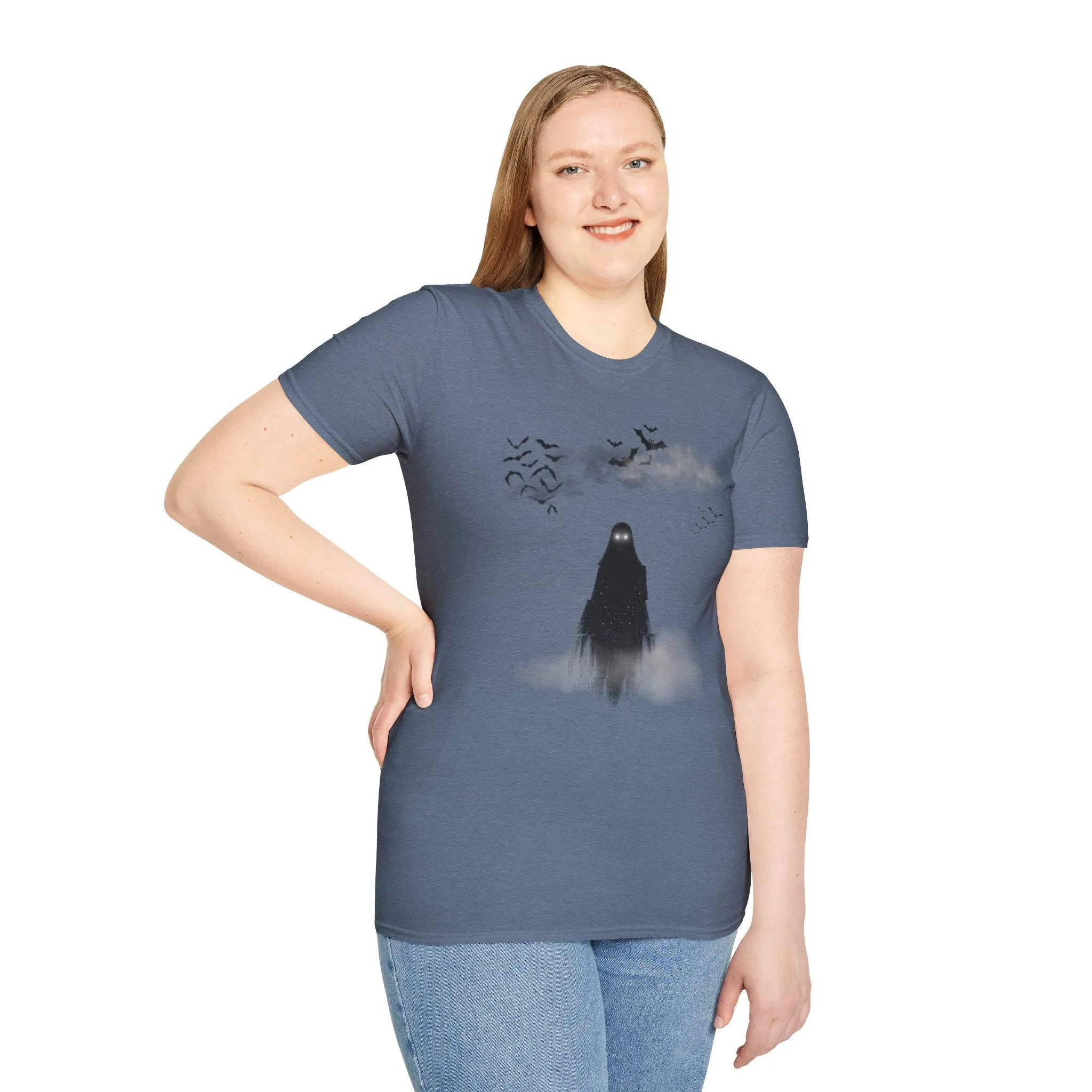 Haunted Ghost Graphic Tee – Unisex Softstyle Horror T Shirt
