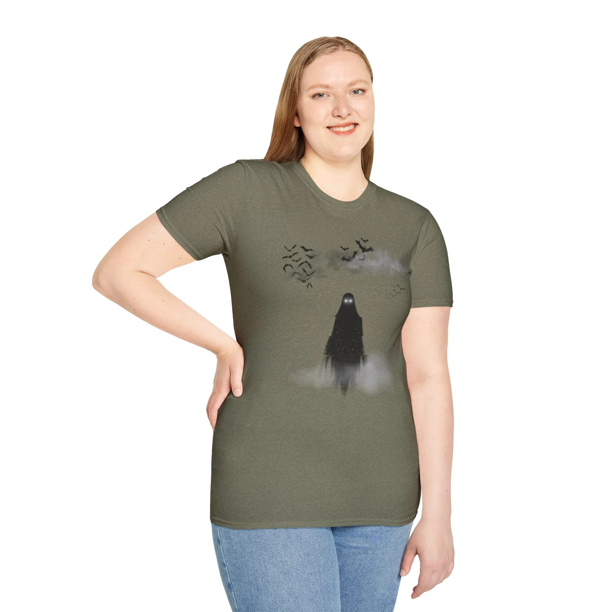 Haunted Ghost Graphic Tee – Unisex Softstyle Horror T Shirt