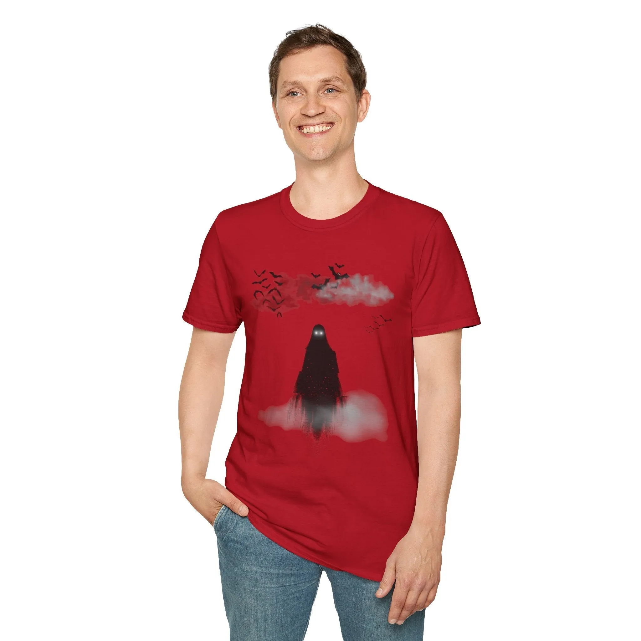 Haunted Ghost Graphic Tee – Unisex Softstyle Horror T Shirt