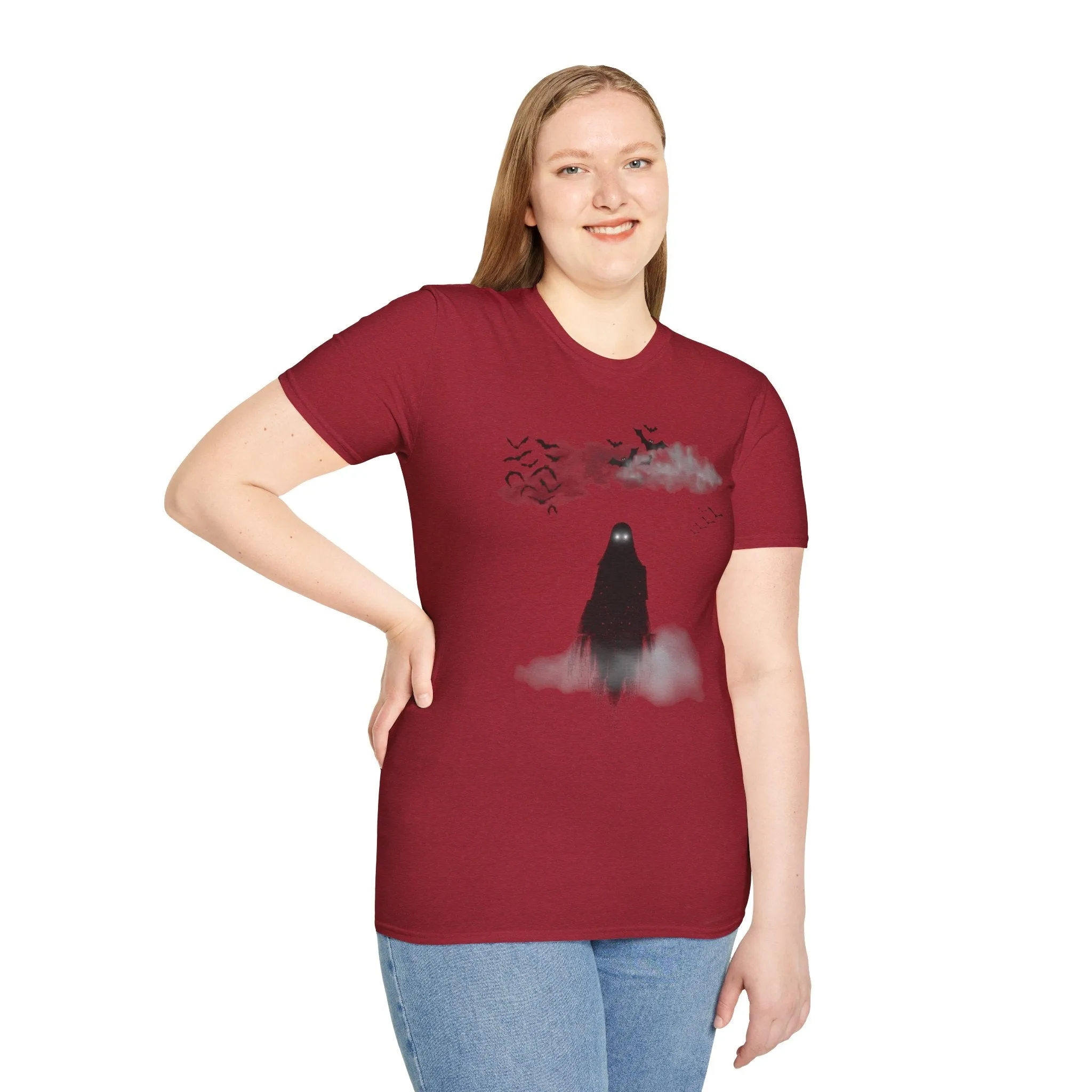 Haunted Ghost Graphic Tee – Unisex Softstyle Horror T Shirt