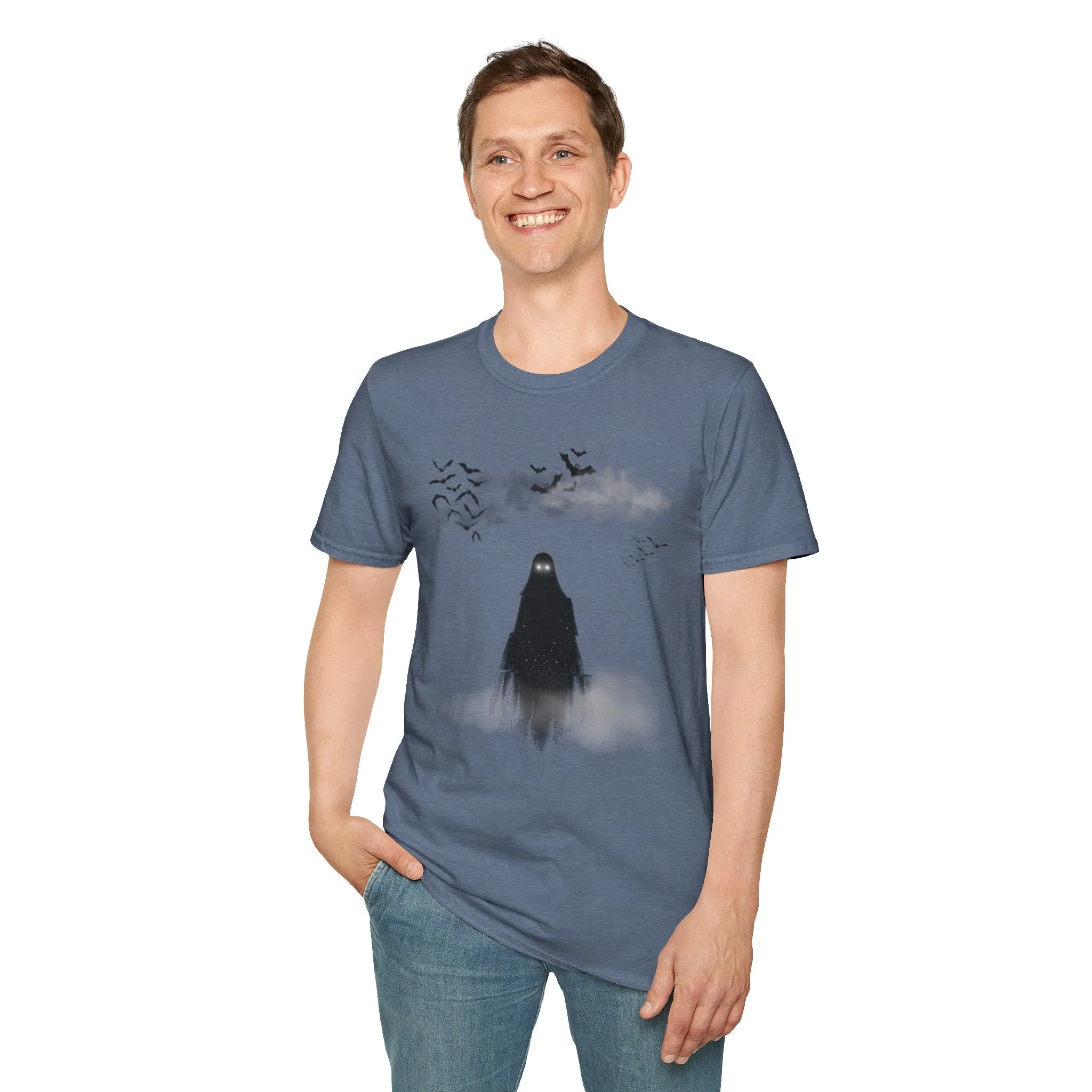 Haunted Ghost Graphic Tee – Unisex Softstyle Horror T Shirt