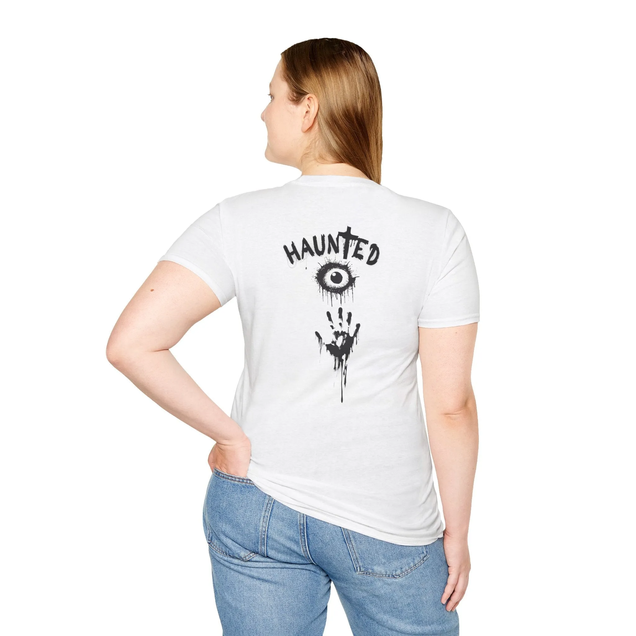 Haunted Ghost Graphic Tee – Unisex Softstyle Horror T Shirt