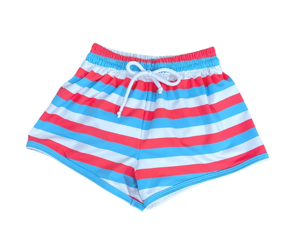James & Lottie Boys James Swim Trunks - Patriotic Stripes