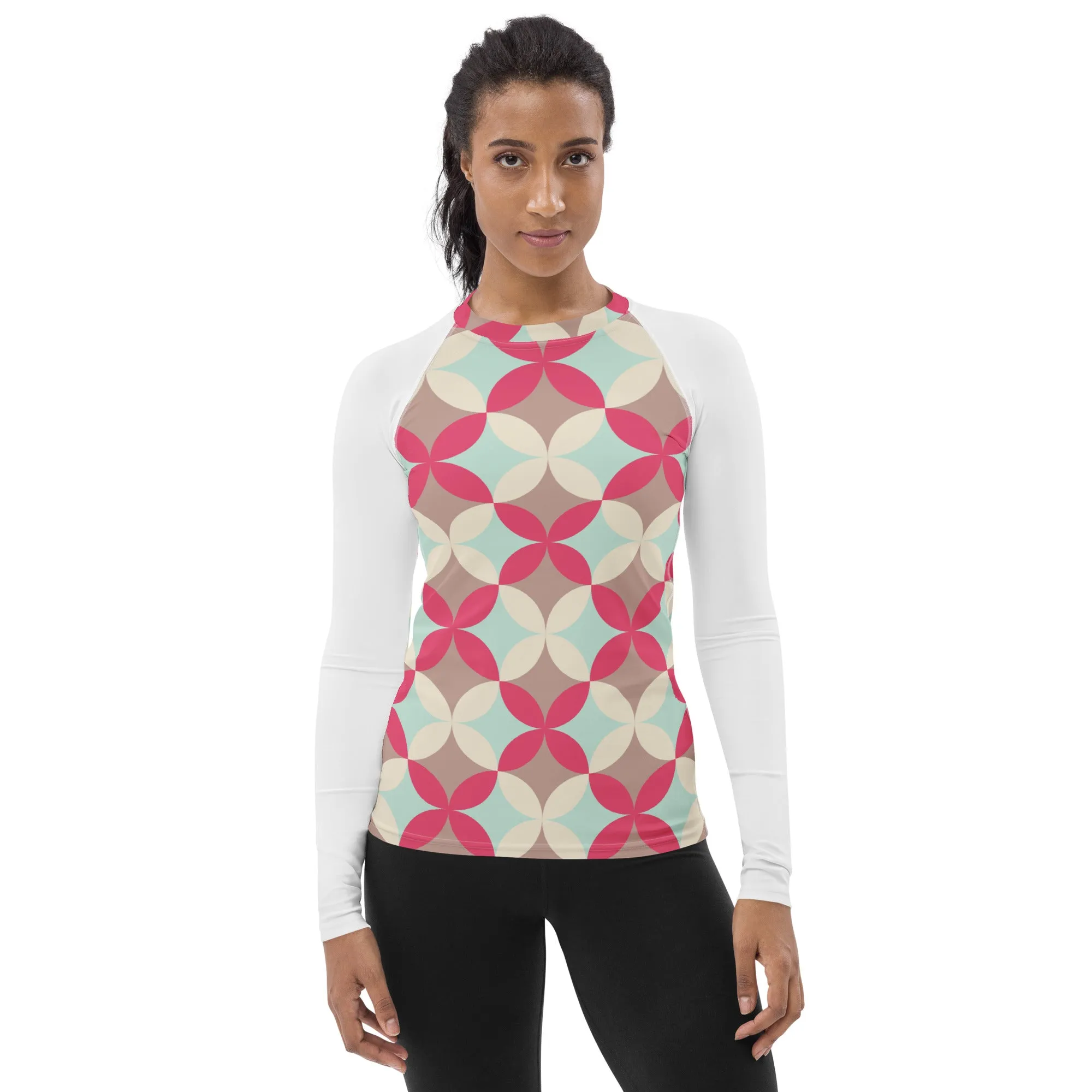 Patterned Pink (front/back print) Women's Rash Guard