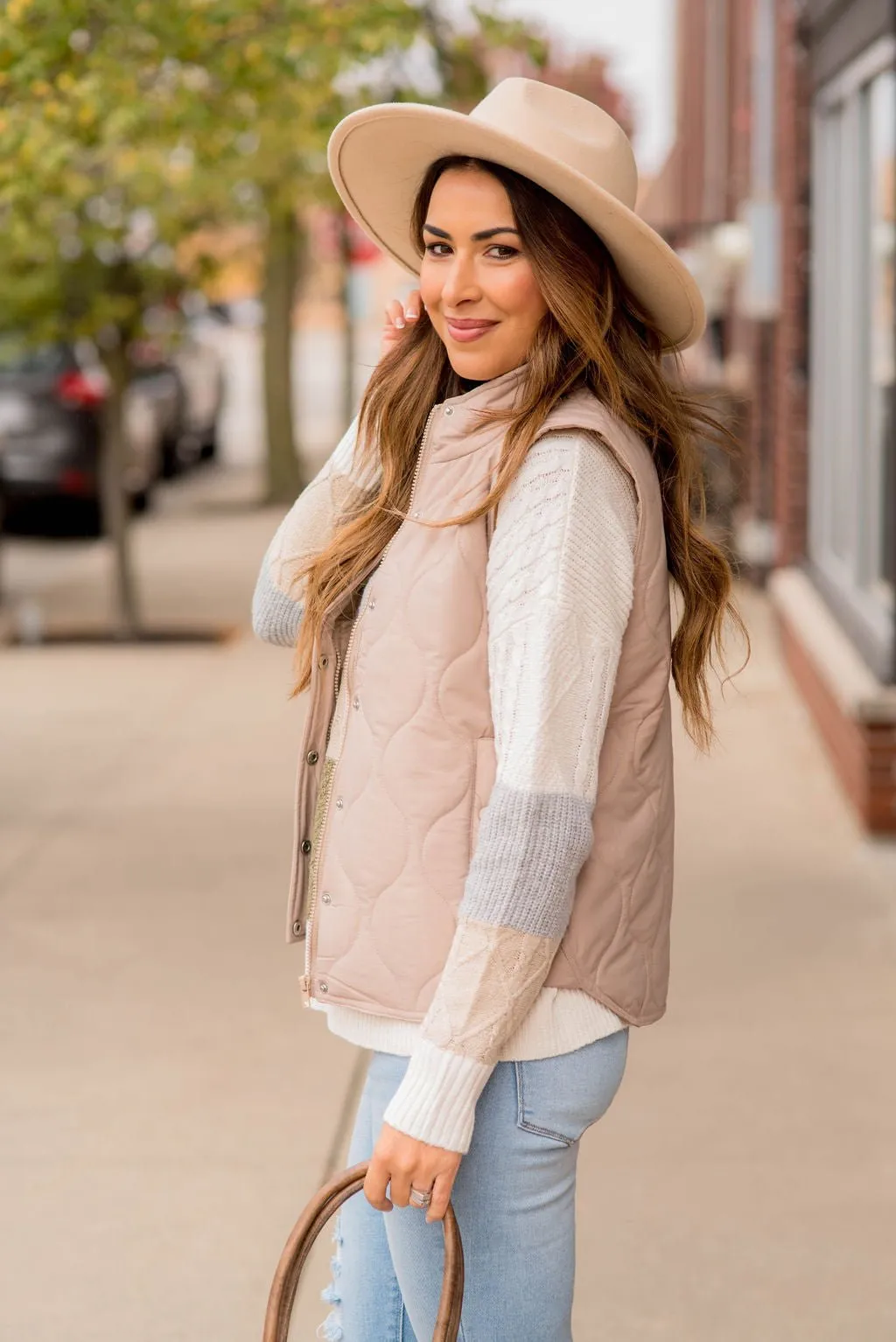Stitched Accents Button Vest