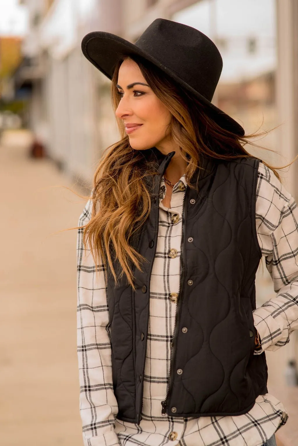 Stitched Accents Button Vest