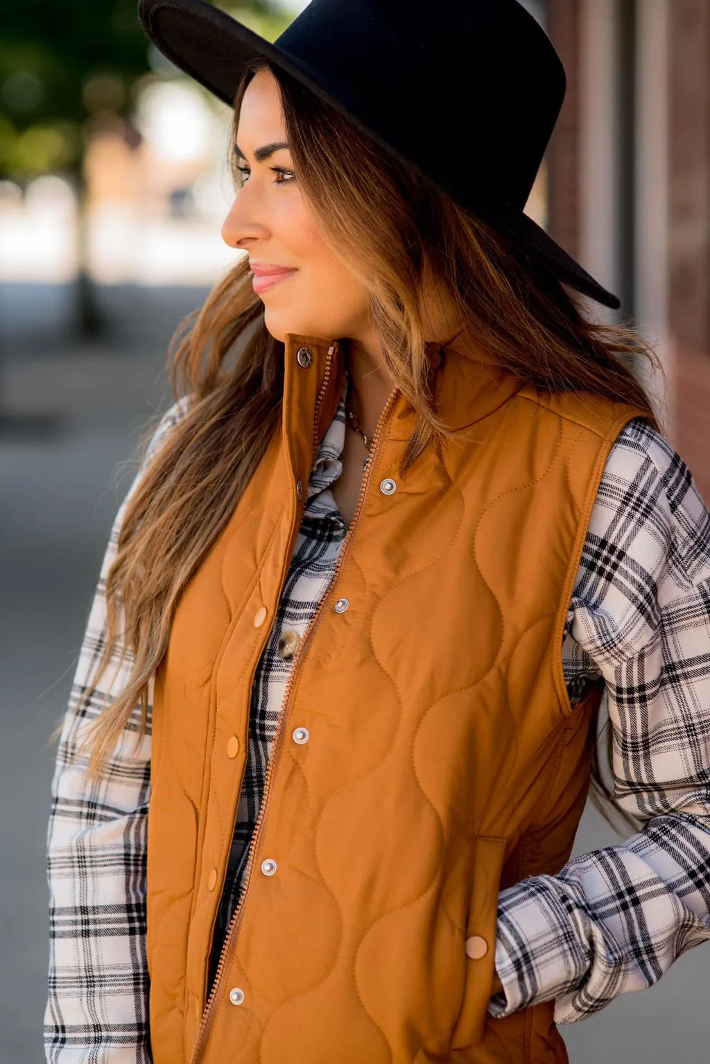 Stitched Accents Button Vest