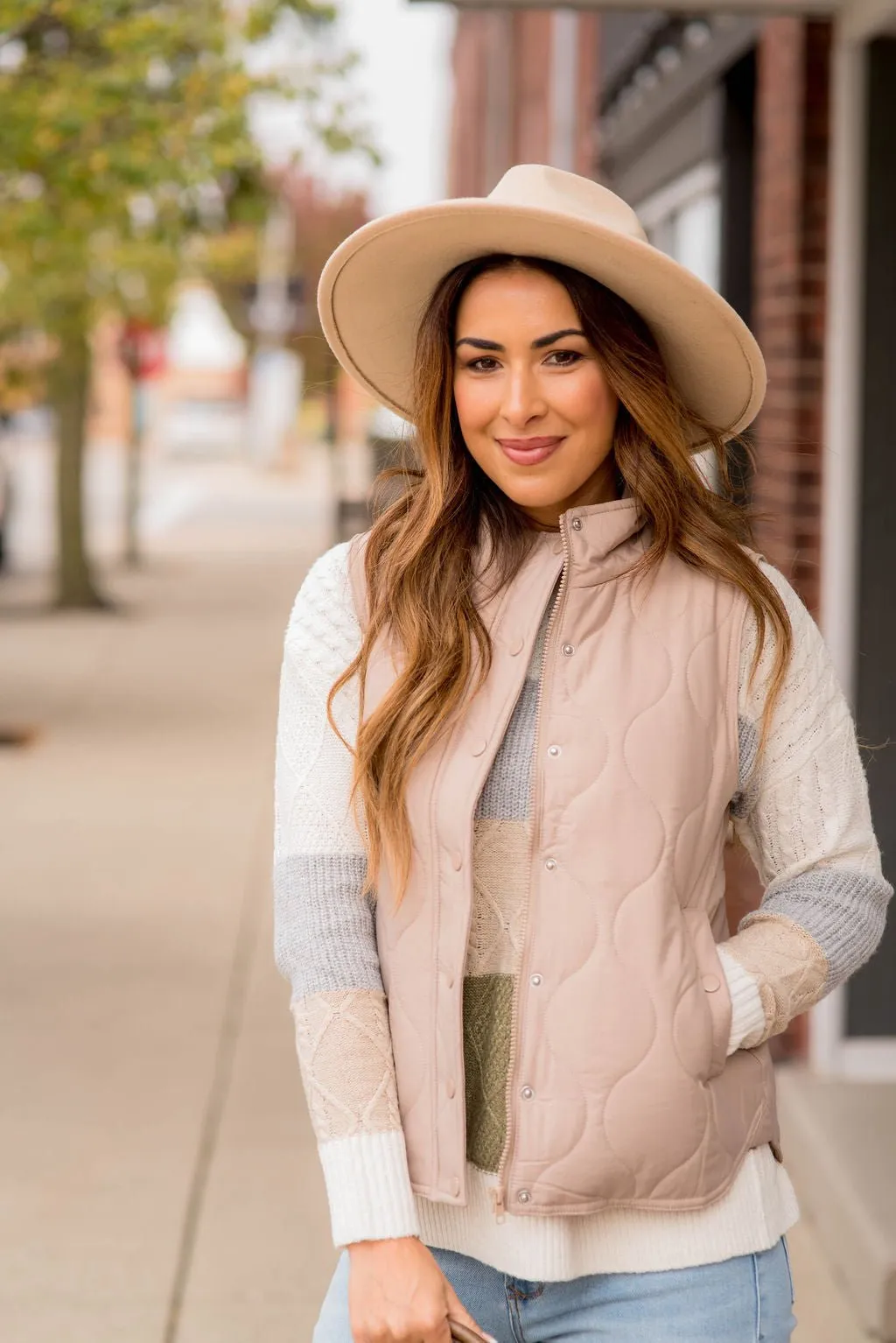 Stitched Accents Button Vest