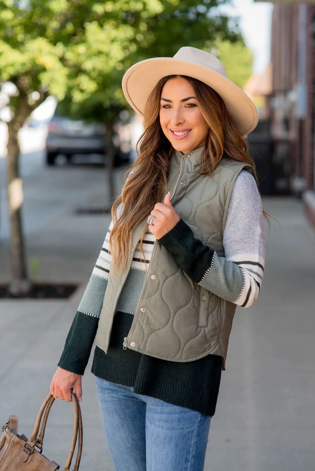 Stitched Accents Button Vest