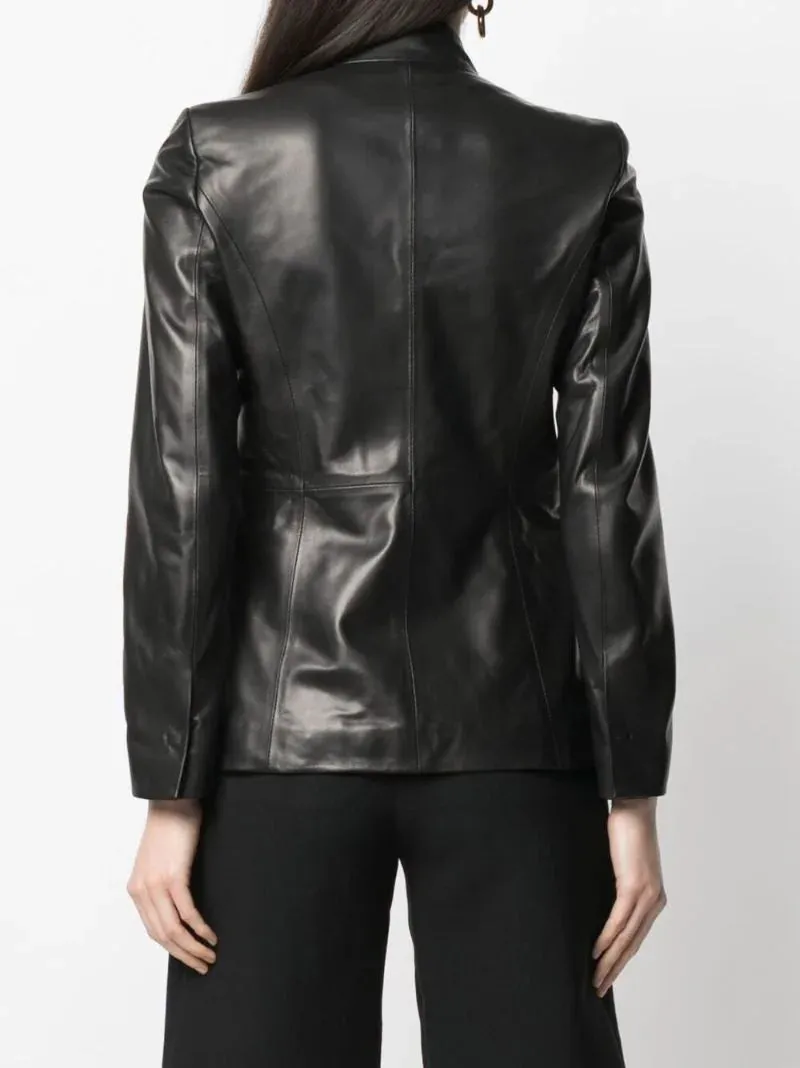 Suprema Nero Leather Blazer