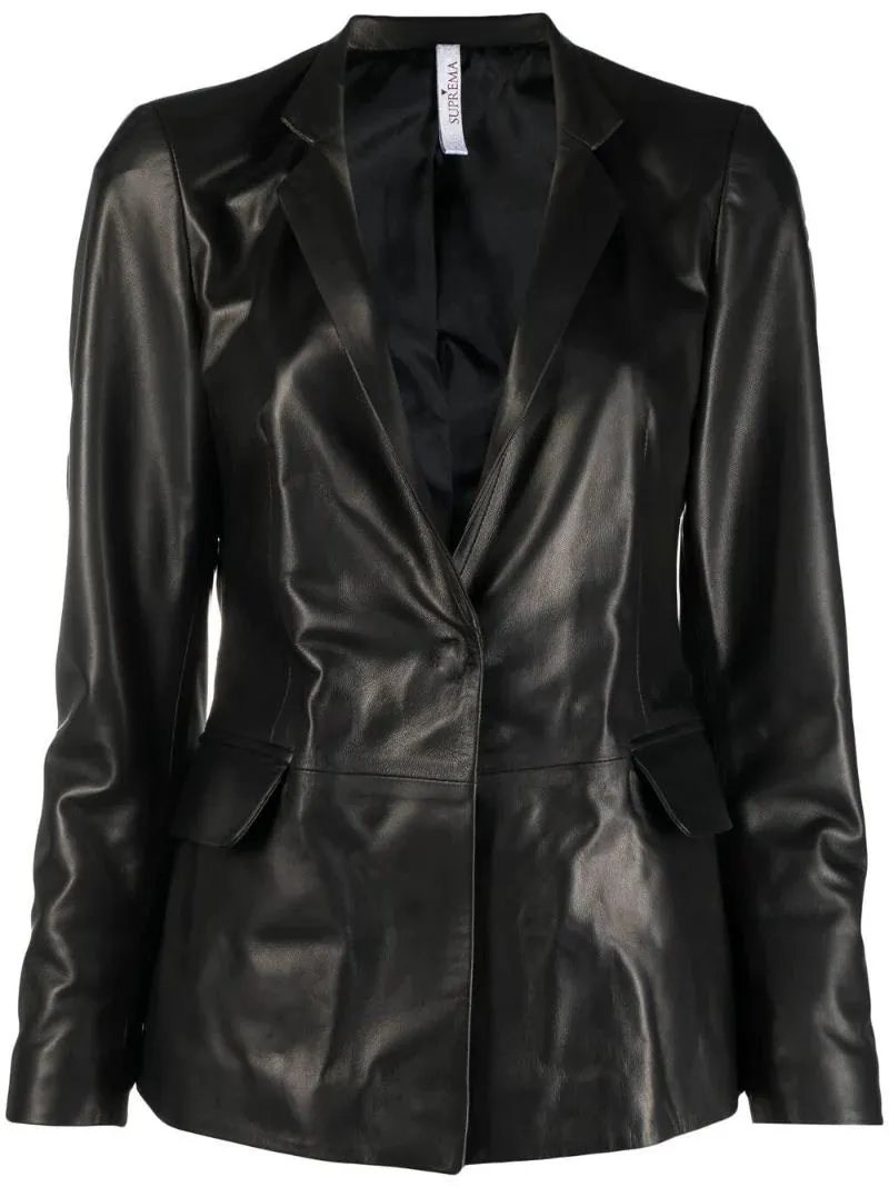 Suprema Nero Leather Blazer