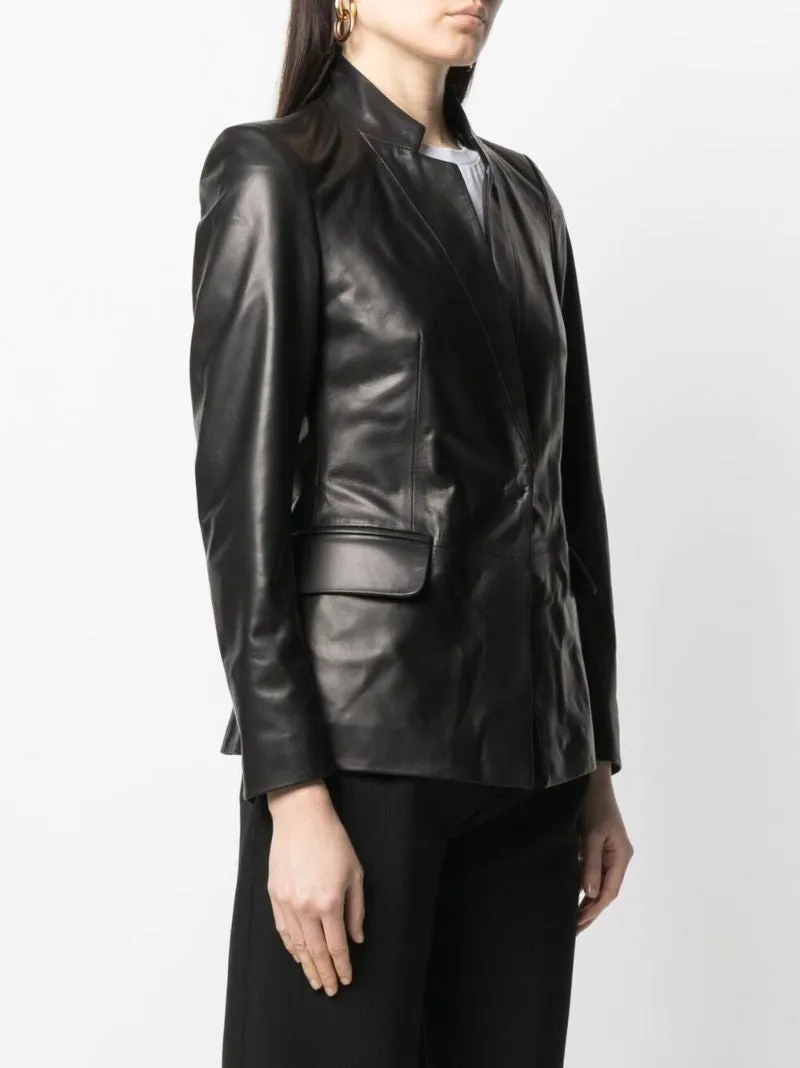 Suprema Nero Leather Blazer