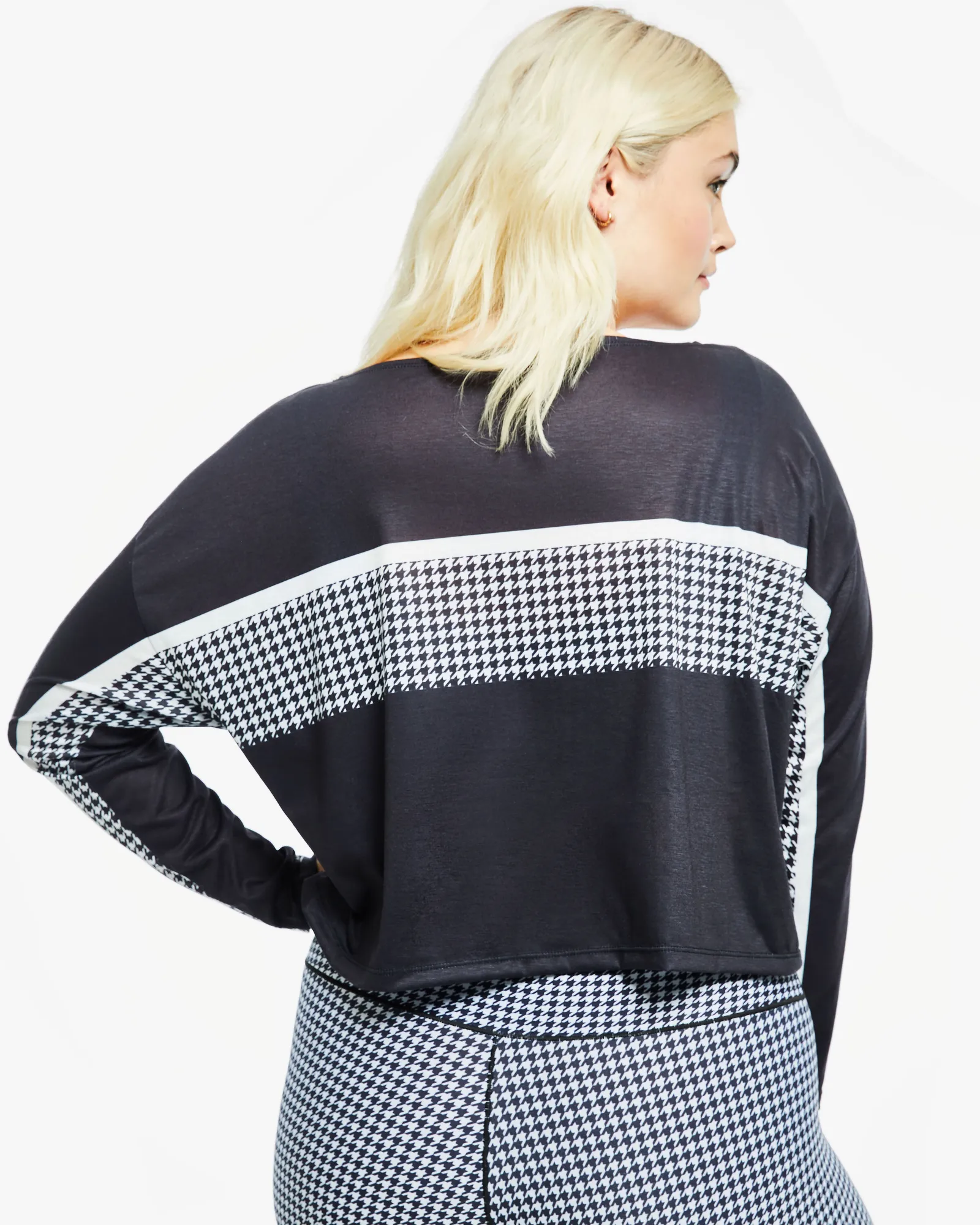Tabitha Long-Sleeved Cropped Tee | Black / White