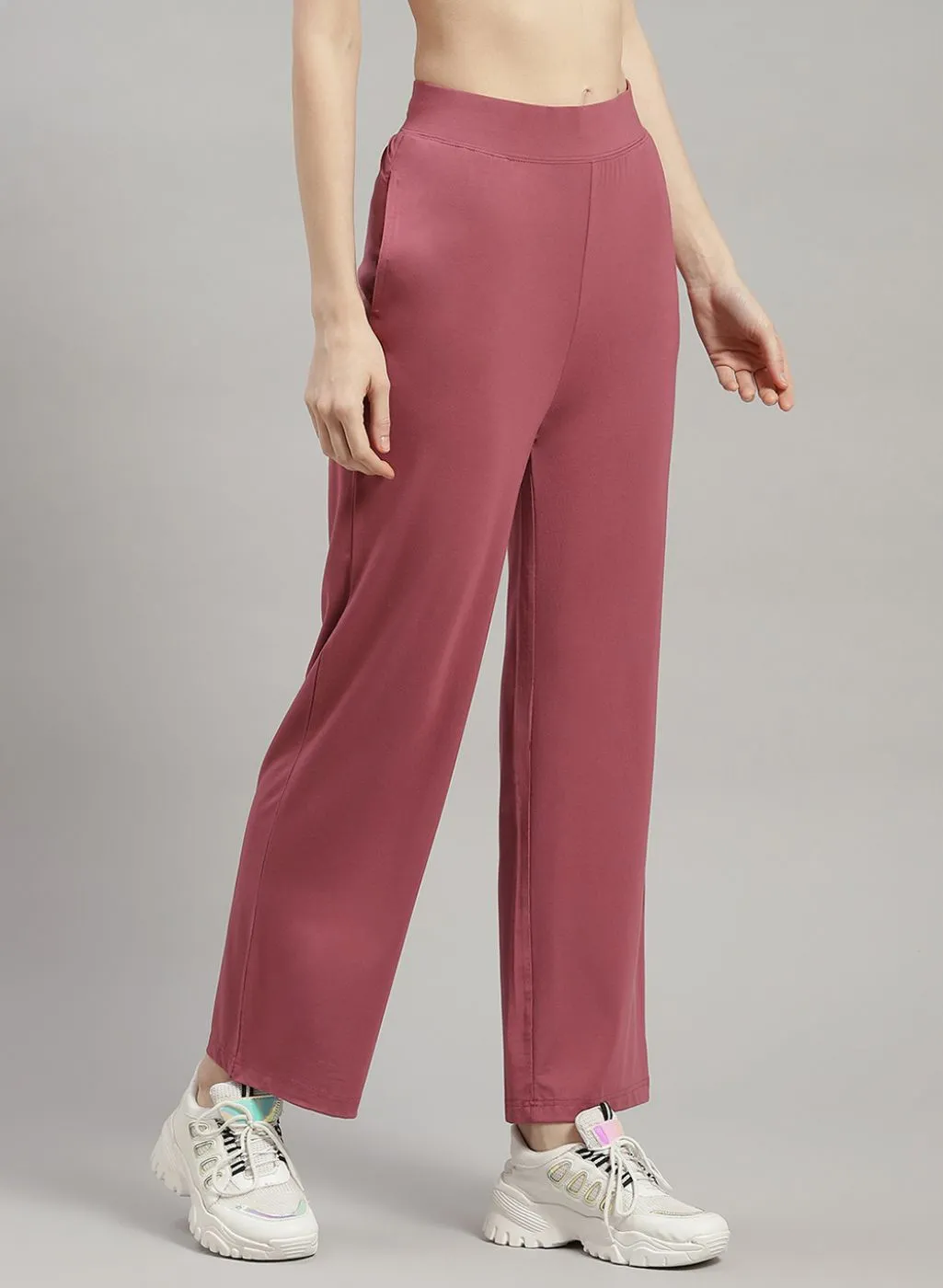 Women Red Solid Trackpant